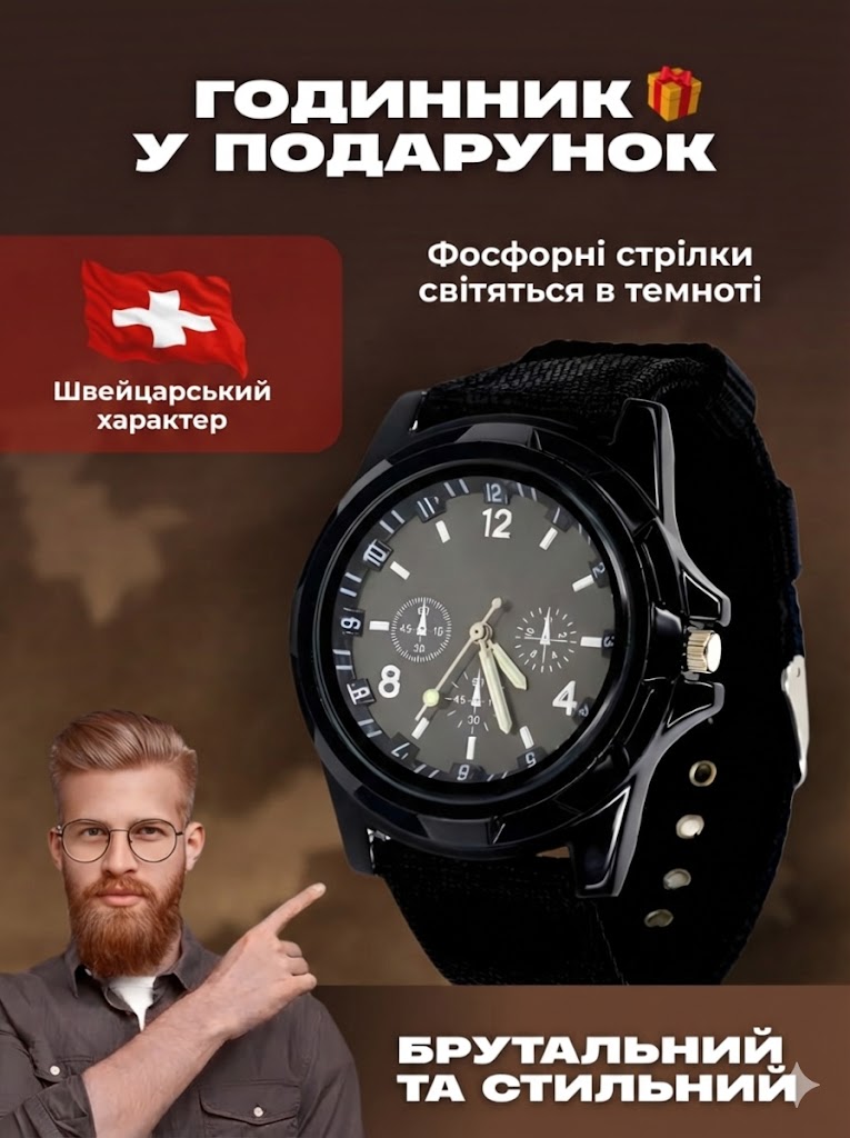Чоловіча сумка + годинник у подарунок